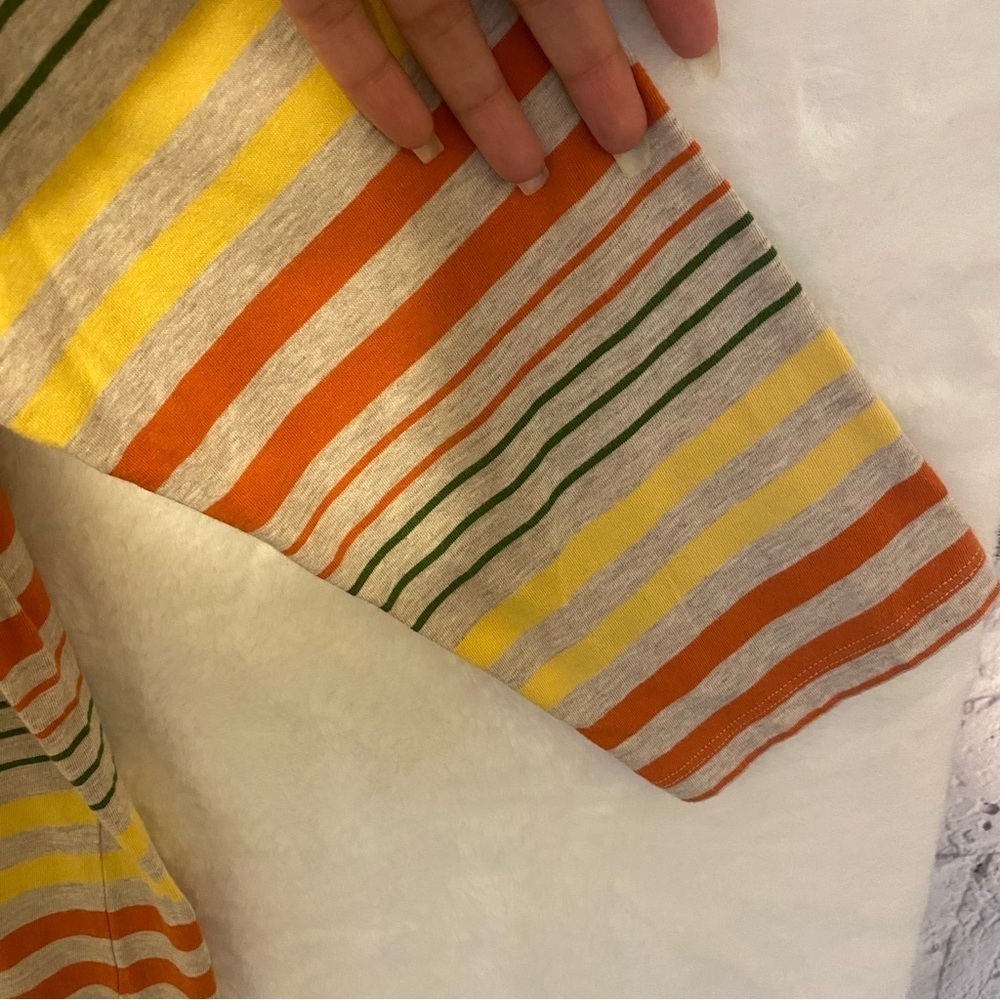 Talbots Gray Striped Yellow Green Orange Top 2X Cotton Capsule Layering Basics - Picture 4 of 6
